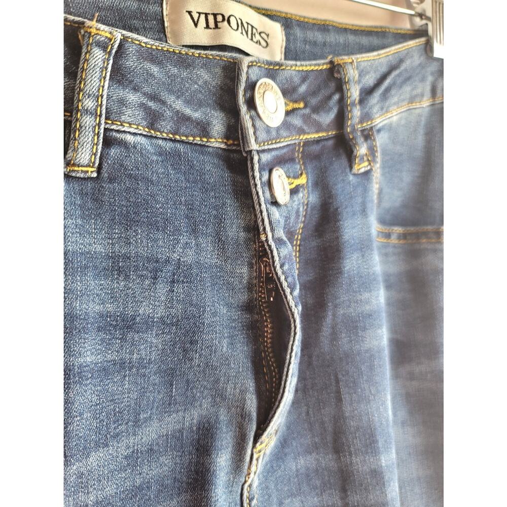 Vintage Style Distressed Vipones Flare Bell Bottoms Denim Jeans Women's Size 6 - Picture 4 of 14